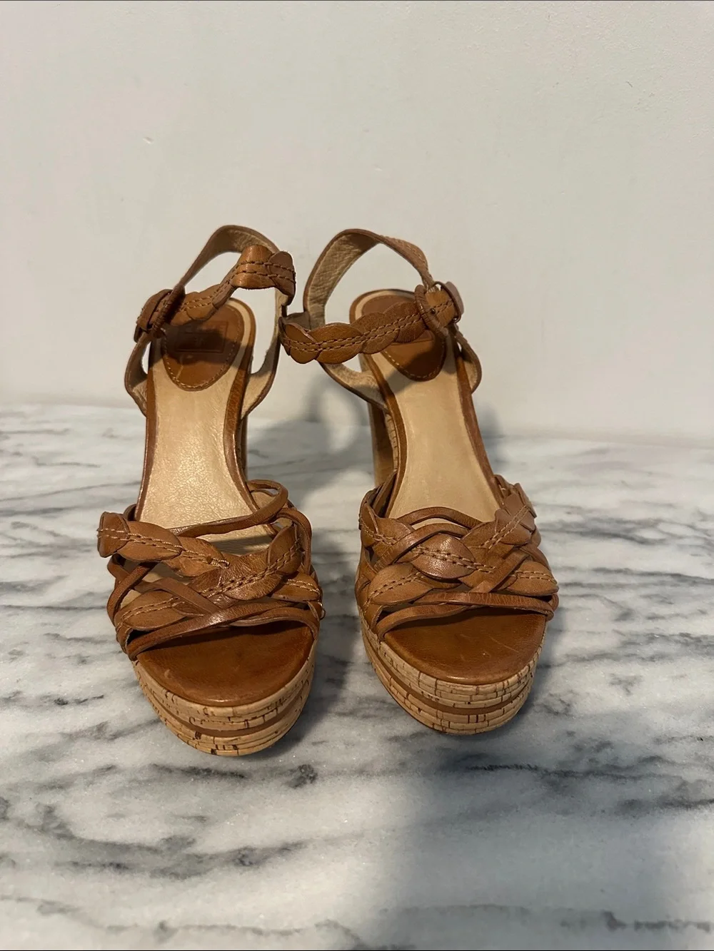 Frye Lena Leaf Ankle Platform Sandals women’s sz 9.5